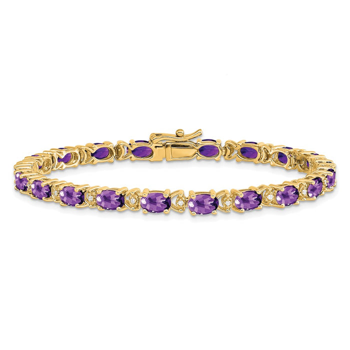 Buy Exclusive 14K Gold Oval Amethyst & Diamond Bracelet - Stylish Value!-3