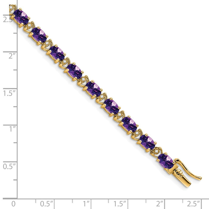 Buy Exclusive 14K Gold Oval Amethyst & Diamond Bracelet - Stylish Value!-4