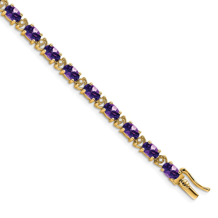 Buy Exclusive 14K Gold Oval Amethyst & Diamond Bracelet - Stylish Value!-1