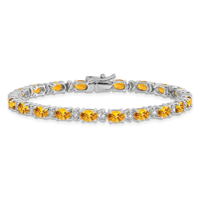 Shop Exclusive 14K White Gold Oval Citrine & Diamond Bracelet - Stylish Value-3