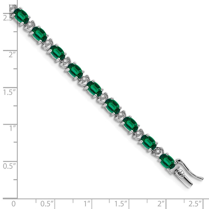 Exclusive 14K White Gold Oval Emerald & Diamond Bracelet - Stylish Luxury!-4