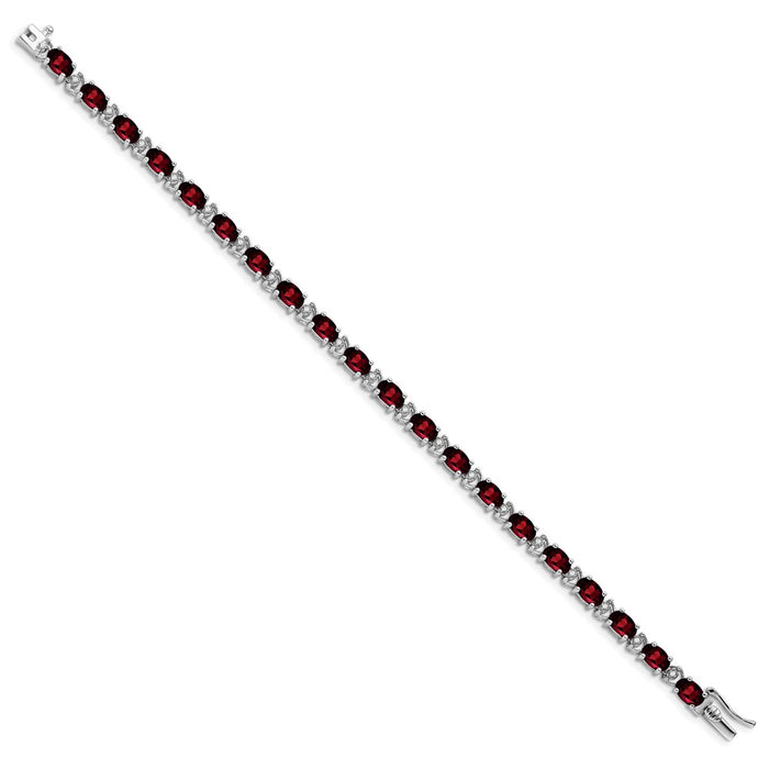 Buy Exclusive 14K White Gold Oval Garnet & Diamond Bracelet - Stylish Value-2