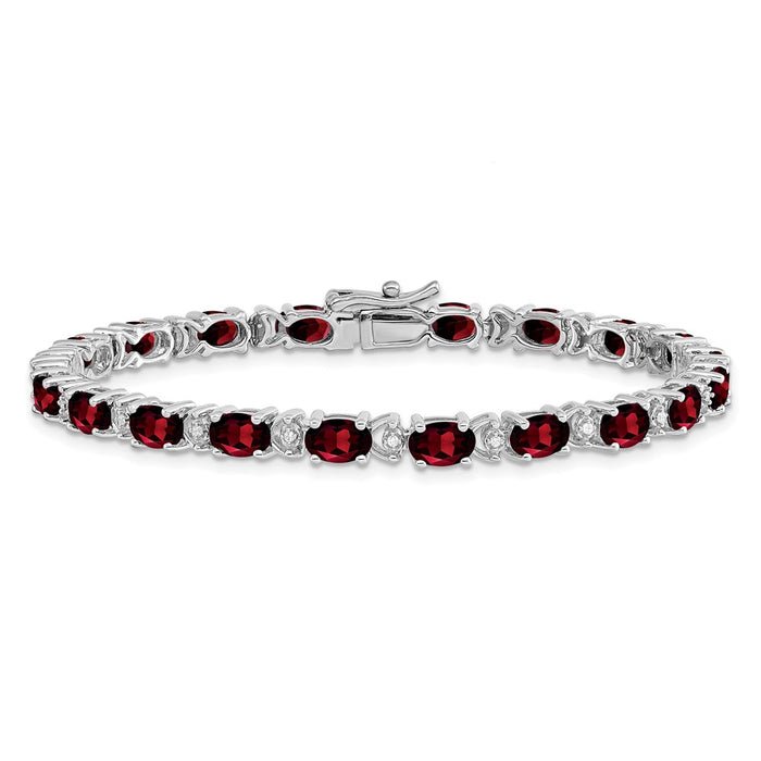 Buy Exclusive 14K White Gold Oval Garnet & Diamond Bracelet - Stylish Value-3