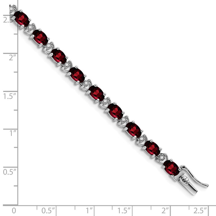 Buy Exclusive 14K White Gold Oval Garnet & Diamond Bracelet - Stylish Value-4