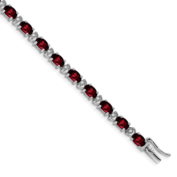 Buy Exclusive 14K White Gold Oval Garnet & Diamond Bracelet - Stylish Value-1