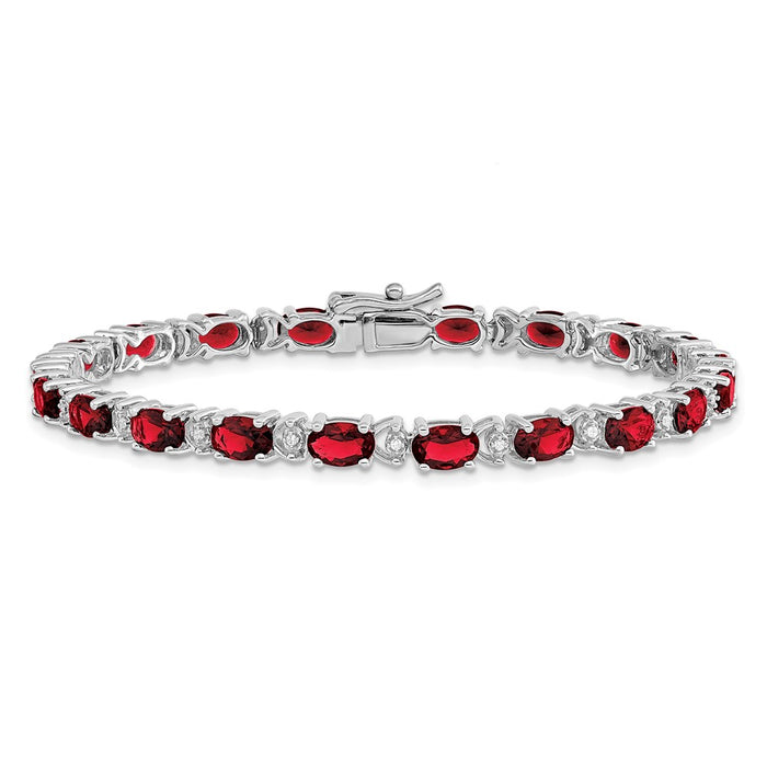 Buy Exclusive 14K White Gold Bracelet with Oval Created Ruby & Diamonds-3