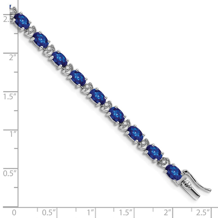 Shop 14K White Gold Oval Created Sapphire & Diamond Bracelet - Stylish & Affordable!-4