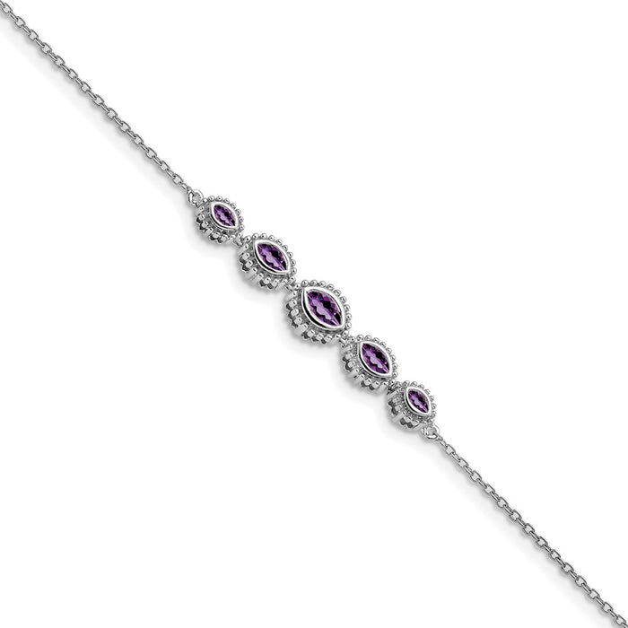 Buy Stylish 14K White Gold Marquise-Cut Amethyst Bracelet - Luxury Value!-1