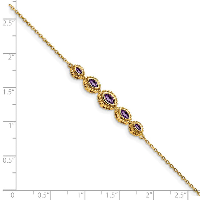 Exclusive 14K Gold Marquise Cut Amethyst Bracelet - Stylish Luxury Value Gift-3