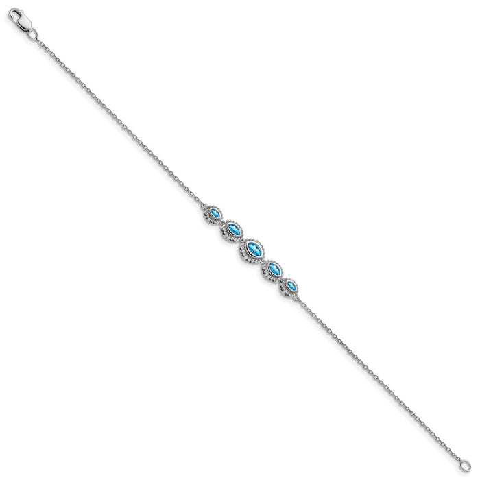 Buy Stylish 14K White Gold Bracelet with Marquise-Cut Blue Topaz - 7.5-2