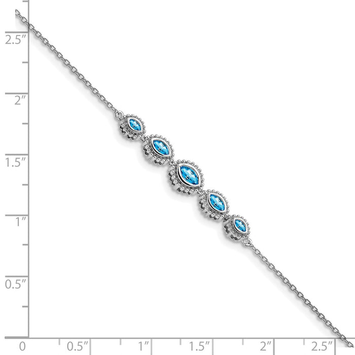 Buy Stylish 14K White Gold Bracelet with Marquise-Cut Blue Topaz - 7.5-3