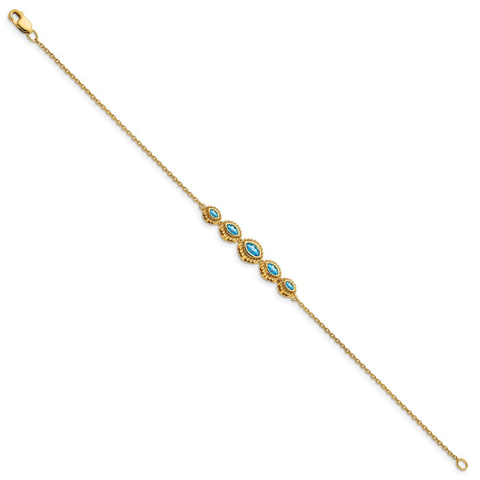 Shop 14K Gold Marquise Blue Topaz Bracelet - Stylish & Lightweight Luxury Jewelry-2
