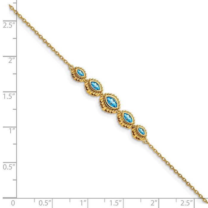 Shop 14K Gold Marquise Blue Topaz Bracelet - Stylish & Lightweight Luxury Jewelry-3