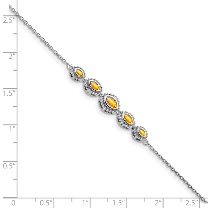 High-Quality 14K White Gold Marquise-Cut Citrine Bracelet - Stylish & Affordable-3