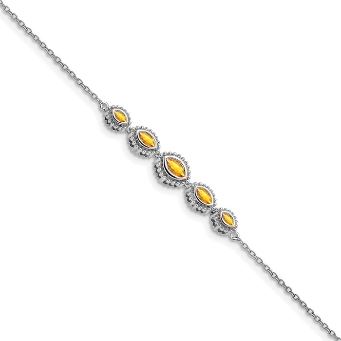 High-Quality 14K White Gold Marquise-Cut Citrine Bracelet - Stylish & Affordable-1