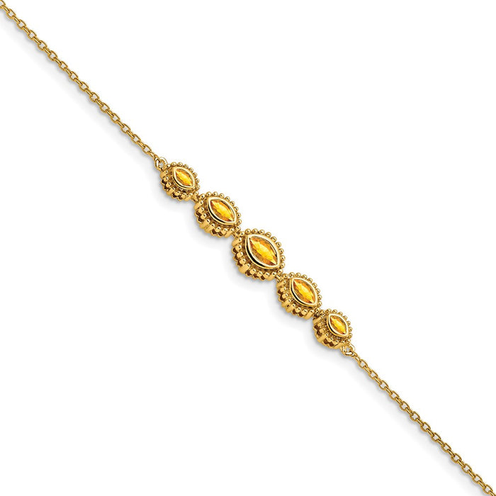 Exclusive 14K Gold Marquise-Cut Citrine Bracelet - Stylish Luxury Jewelry-1
