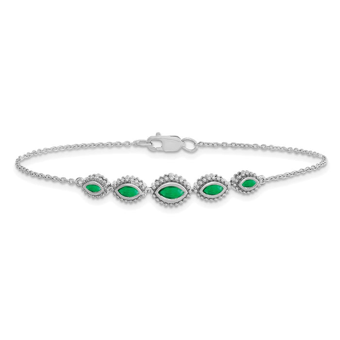 Buy Stylish 14K White Gold Marquise-Cut Emerald Bracelet - Luxury Value!-4