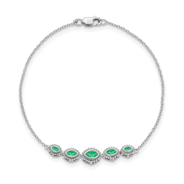 Buy Stylish 14K White Gold Marquise-Cut Emerald Bracelet - Luxury Value!-2