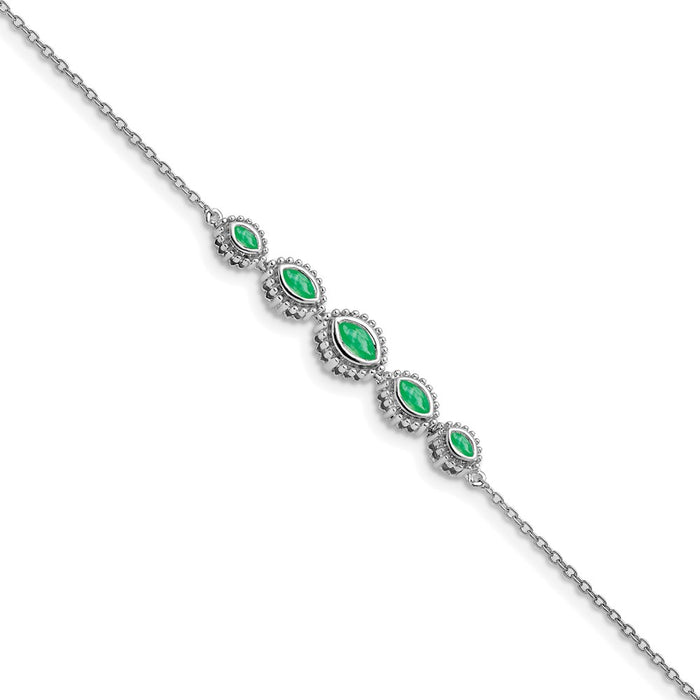 Buy Stylish 14K White Gold Marquise-Cut Emerald Bracelet - Luxury Value!-1