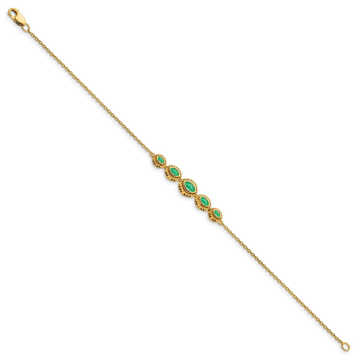 Buy Stylish 14K Gold Marquise-Cut Emerald Bracelet - Luxury for Less!-3