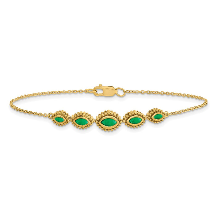 Buy Stylish 14K Gold Marquise-Cut Emerald Bracelet - Luxury for Less!-4