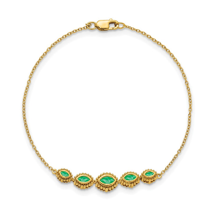 Buy Stylish 14K Gold Marquise-Cut Emerald Bracelet - Luxury for Less!-2