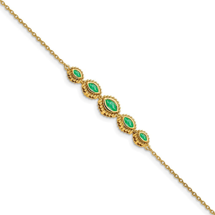 Buy Stylish 14K Gold Marquise-Cut Emerald Bracelet - Luxury for Less!-1