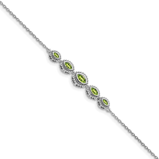 Shop Exclusive 14K White Gold Marquise Cut Peridot Bracelet - Stylish & Affordable