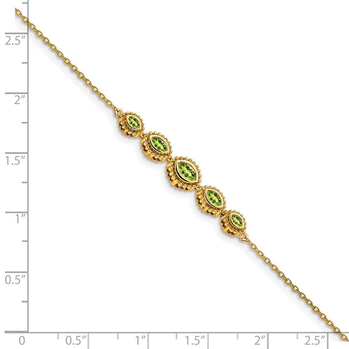 Buy Exclusive 14K Gold Marquise Cut Peridot Bracelet - Stylish & Affordable-3