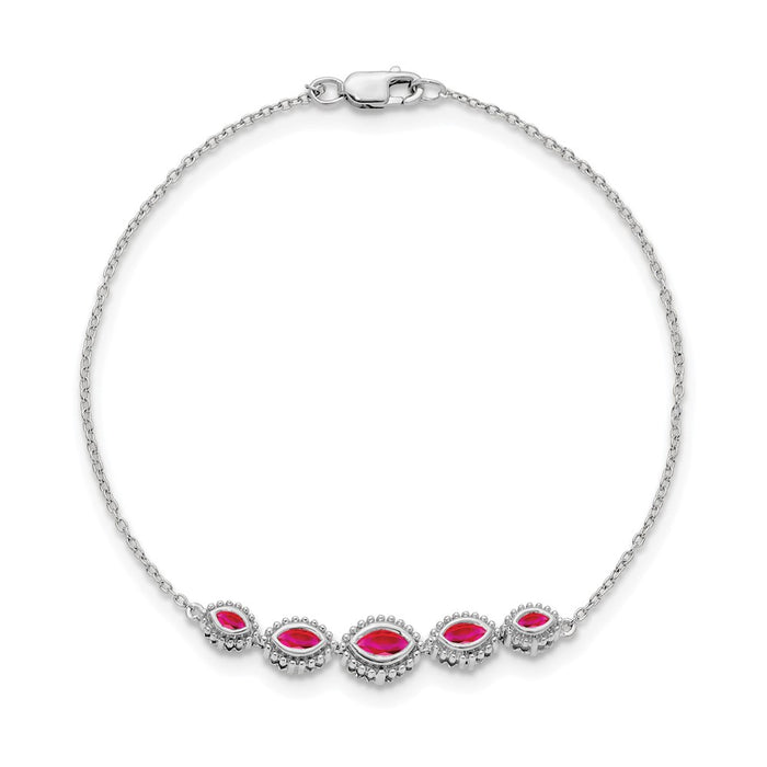 Exclusive 14K White Gold Marquise-Cut Ruby Bracelet - Stylish Luxury Value-2