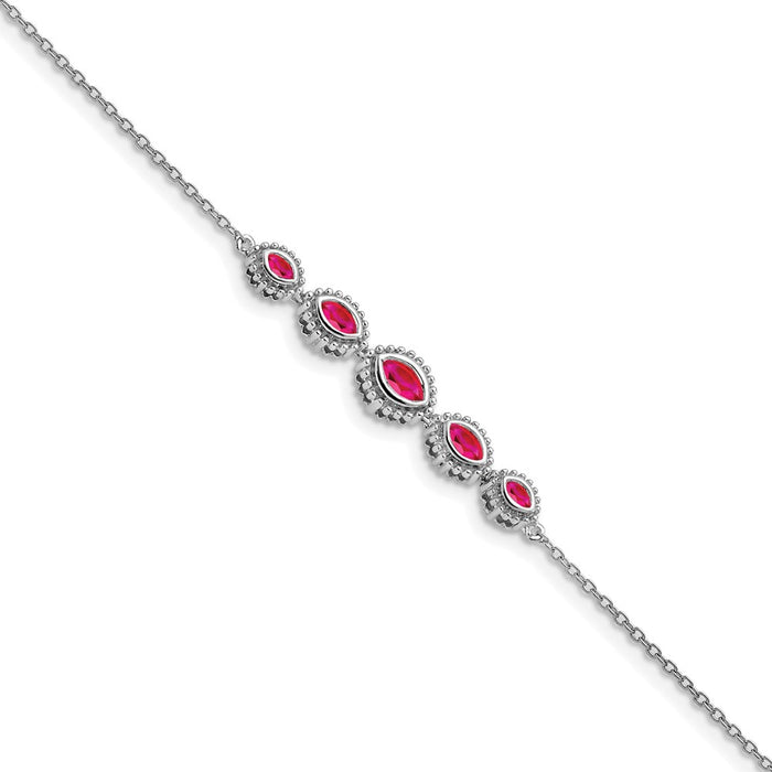 Exclusive 14K White Gold Marquise-Cut Ruby Bracelet - Stylish Luxury Value-1