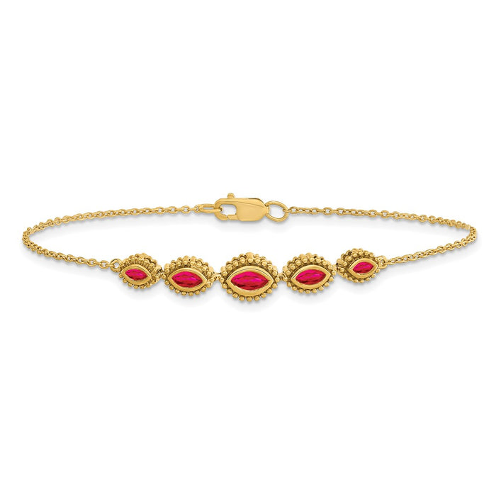Shop Exclusive 14K Gold Marquise Ruby Bracelet - Stylish & Affordable Luxury-4