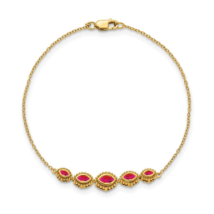 Shop Exclusive 14K Gold Marquise Ruby Bracelet - Stylish & Affordable Luxury-2
