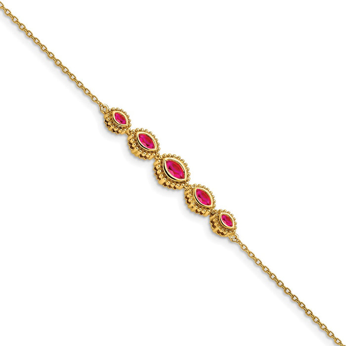 Shop Exclusive 14K Gold Marquise Ruby Bracelet - Stylish & Affordable Luxury-1