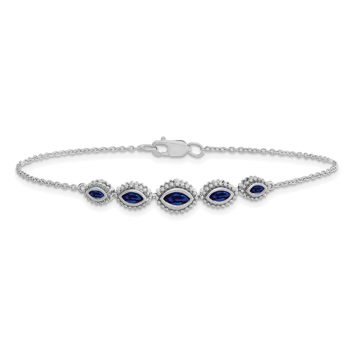 Shop Designer 14K White Gold Marquise-Cut Sapphire Bracelet - Stylish Value-4