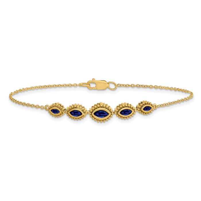 High-Quality 14K Gold Marquise-Cut Sapphire Bracelet | Stylish Luxury Value-4
