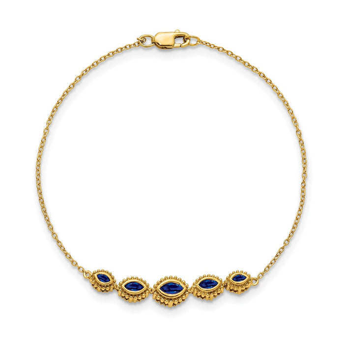 High-Quality 14K Gold Marquise-Cut Sapphire Bracelet | Stylish Luxury Value-2