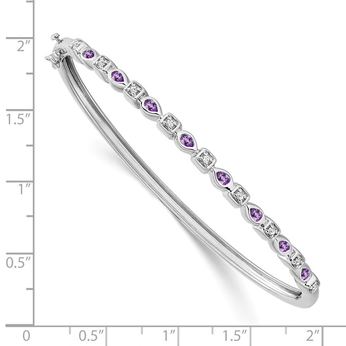 Buy Exclusive 14K White Gold Amethyst & Diamond Bangle Bracelet - Luxury Style-2