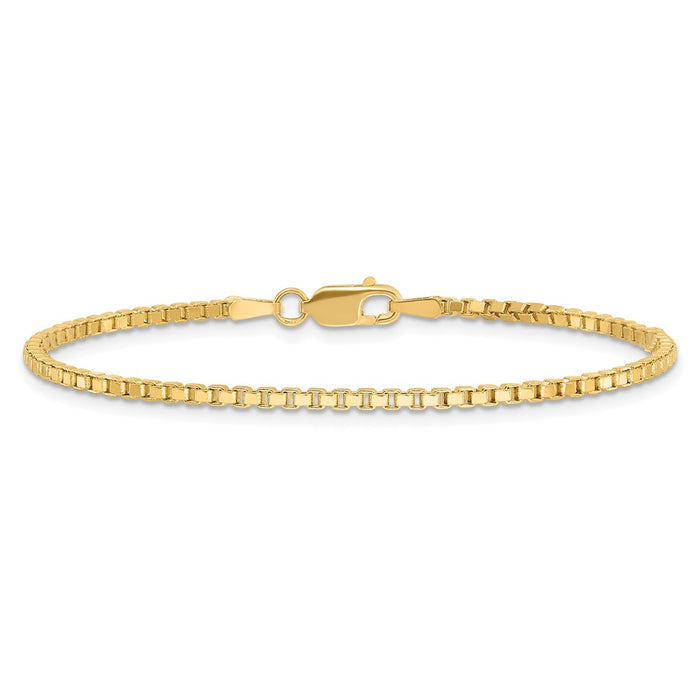 Buy Exclusive 14K Gold 7-Inch Box Chain Bracelet - Stylish 1.9mm, Lobster Clasp-3