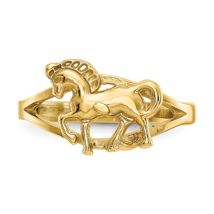 Shop Exclusive 14K Gold Polished Equestrian Horse Ring - Stylish Luxury Accessory-5