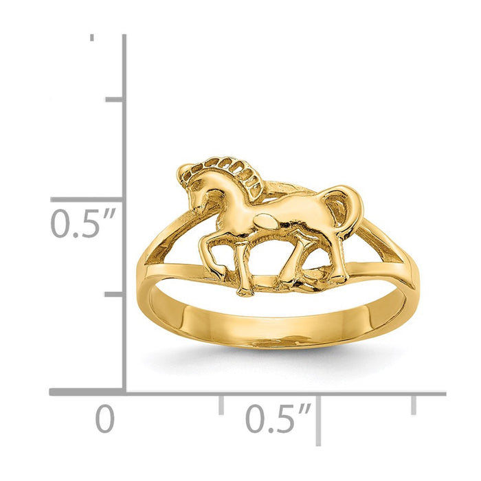 Shop Exclusive 14K Gold Polished Equestrian Horse Ring - Stylish Luxury Accessory-3