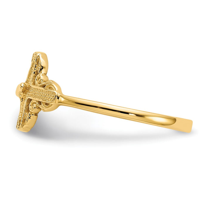 Shop 14K Gold Diamond-Cut Crucifix Ring - Stylish Luxury Design-3