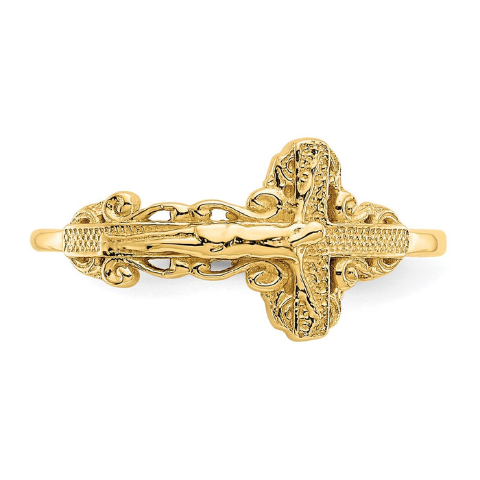 Shop Stylish 10K Diamond-Cut Cross Pendant Ring - Affordable Luxury Jewelry-4