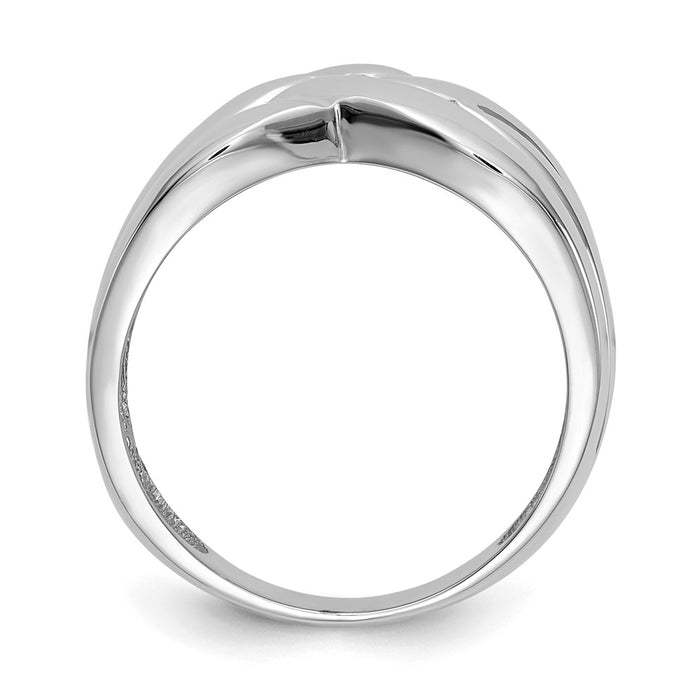 High-Quality 14K White Gold Polished Woven Dome Ring - Stylish & Affordable-2