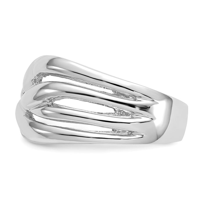 High-Quality 14K White Gold Polished Woven Dome Ring - Stylish & Affordable-3