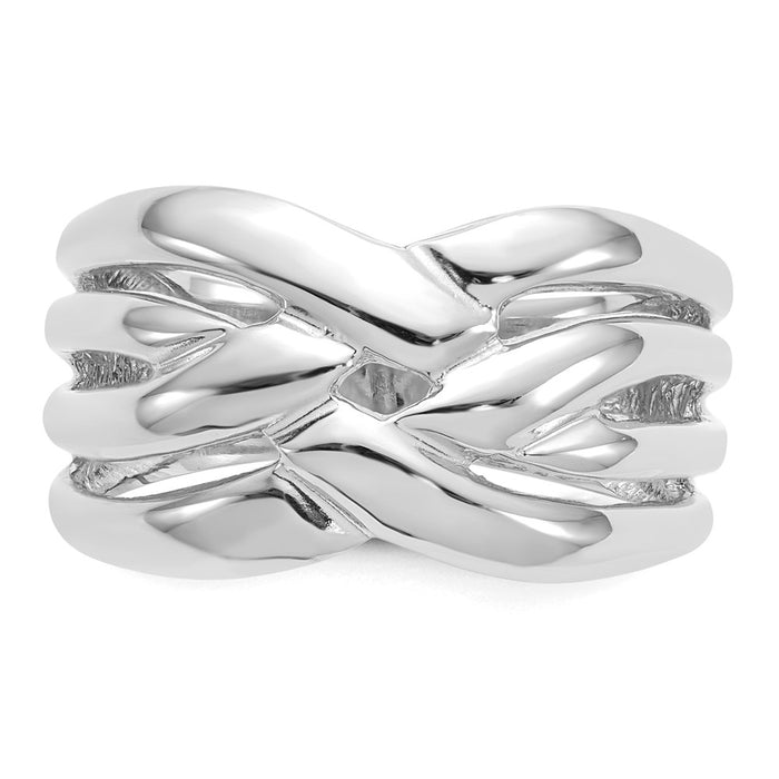 High-Quality 14K White Gold Polished Woven Dome Ring - Stylish & Affordable-4