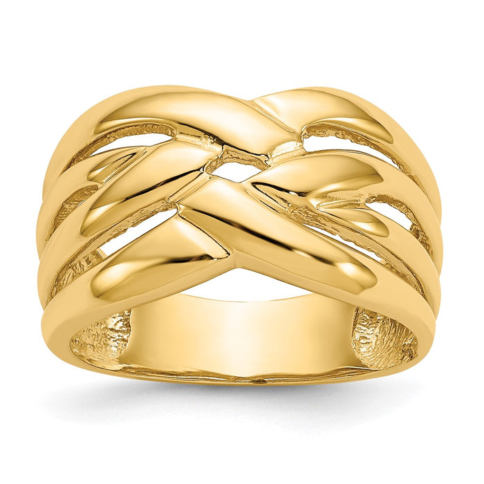 High-Quality 14K Polished Woven Dome Ring - Stylish Design, Affordable Luxury-1