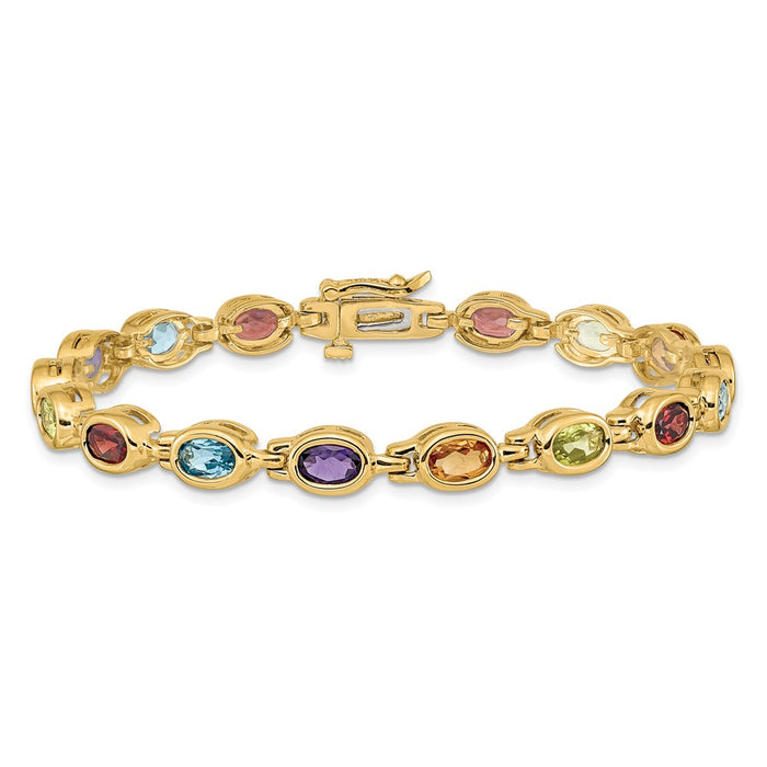 Exclusive 14K Gold Oval Rainbow Gemstone Bracelet - Stylish & Affordable Luxury-3