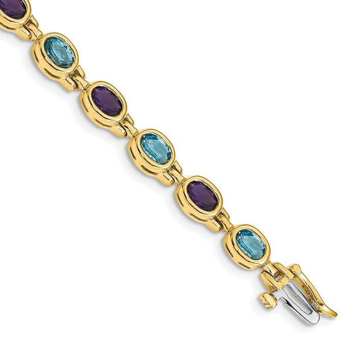 Shop Exclusive 14K Gold Oval Amethyst & Blue Topaz Bracelet - Stylish Luxury-1