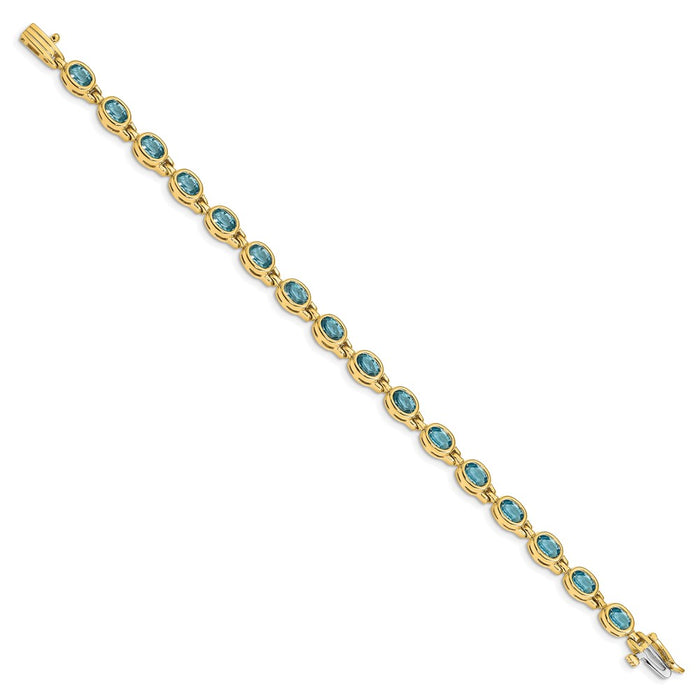 Shop Exclusive 14K Gold Oval Blue Topaz Bracelet - Stylish & Affordable Luxury-2